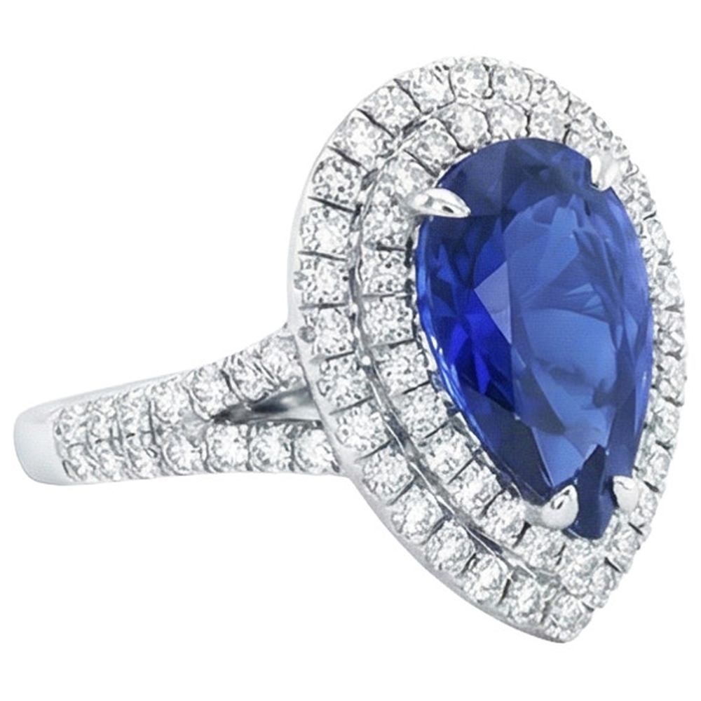 natural round sapphire 6.50ct ring top view