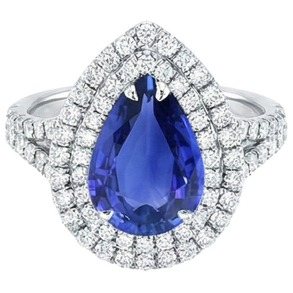 natural round sapphire 6.50ct ring close up detail