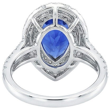 natural round sapphire 6.50ct ring on white background