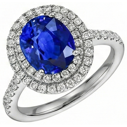 Double Halo Sri Lanka Natural Earth Mined Diamond Ring