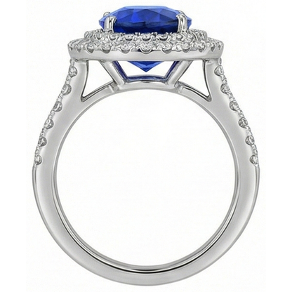 Double Halo Sri Lanka Natural Earth Mined Diamond Ring