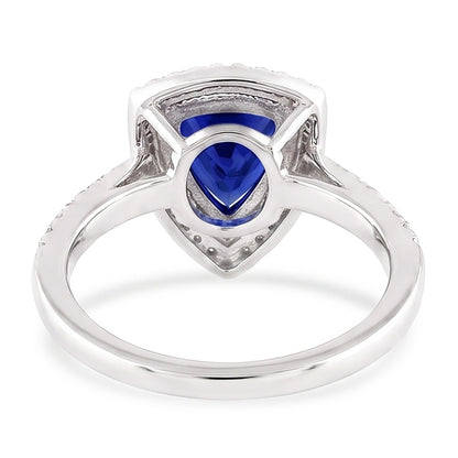 Double Halo Trillion Blue Sapphire Ring 2 Carats Accented Natural Earth Mined Diamonds