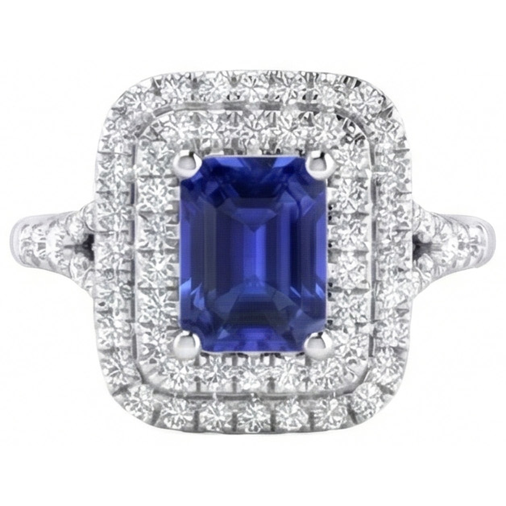 natural emerald sapphire 4ct ring front view