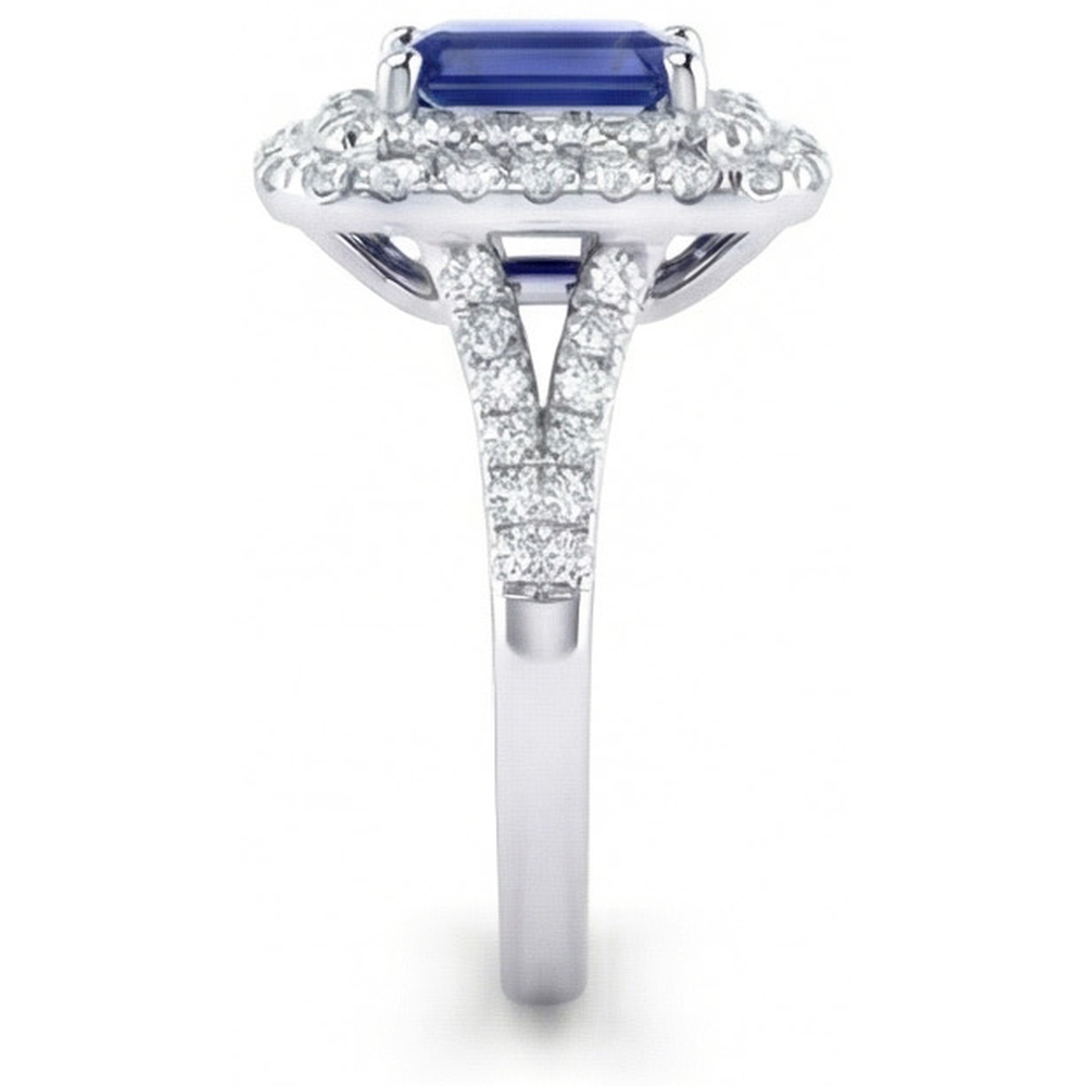 natural emerald sapphire 4ct ring profile view