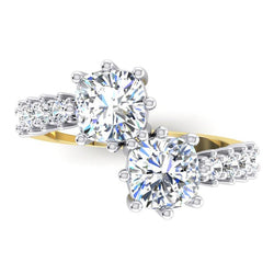 White Gold Double Cushion Cut Diamond Ring 3.30 Carats 14K