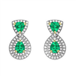 Natural Real ( Not Lab Grown ) Double Halo Drop Earrings Green Emerald GIAs And Diamonds Jewelry