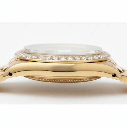 Double Row Diamond Dial Rolex President Style Watch Bezel Gold Dj