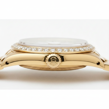 Double Row Diamond Dial Rolex President Style Watch Bezel Gold Dj