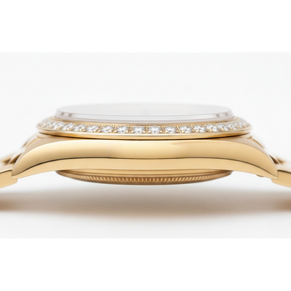 Double Row Diamond Dial Rolex President Style Watch Bezel Gold Dj