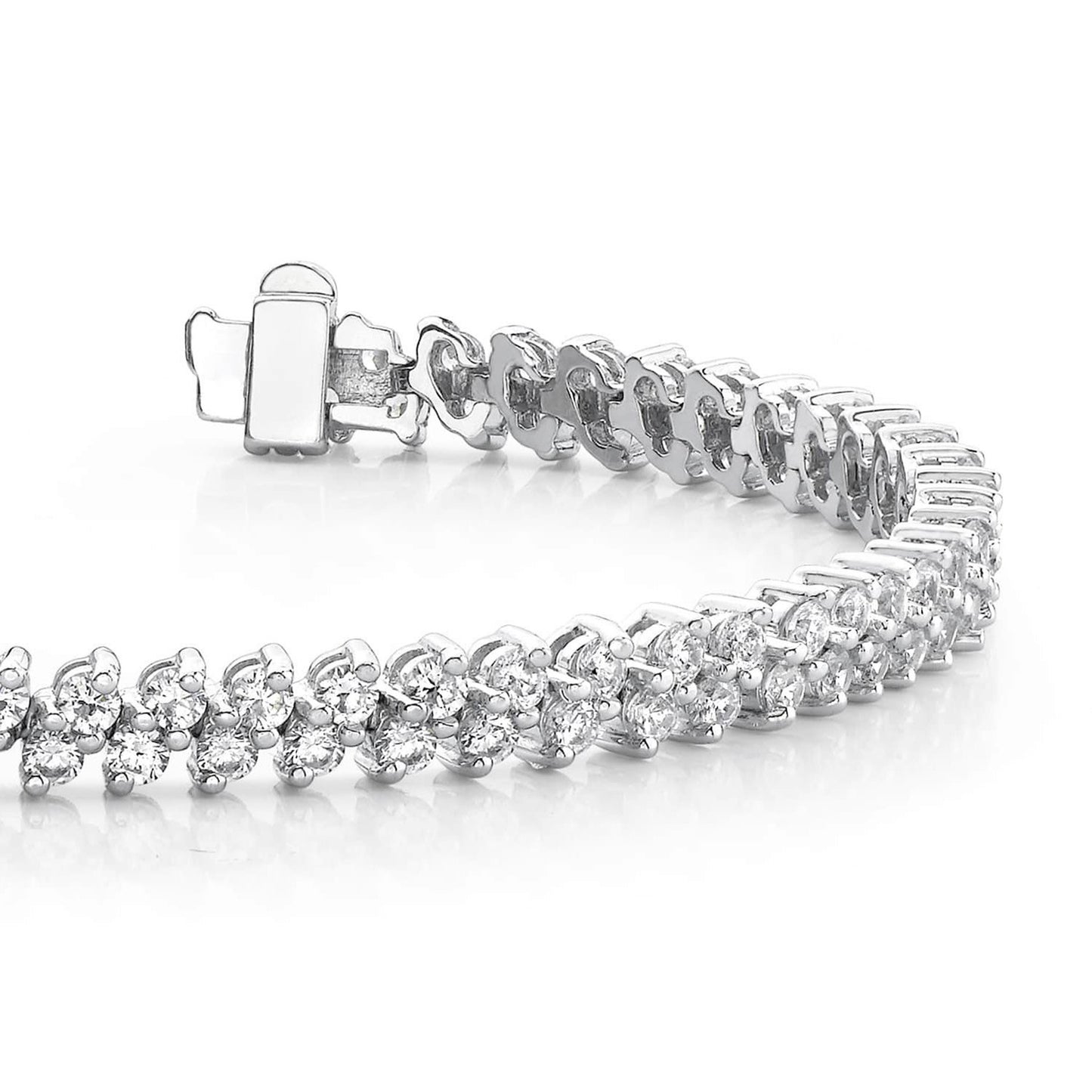 Double Row Round Cut Real Natural Earth Mined Diamond Tennis Bracelet 5 Ct. WG 14K