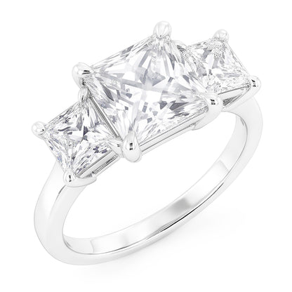 Eagle Claw Prongs French Cut Natural Real Diamond ( Not Lab Grown ) Three Stone Ring 4 Carats