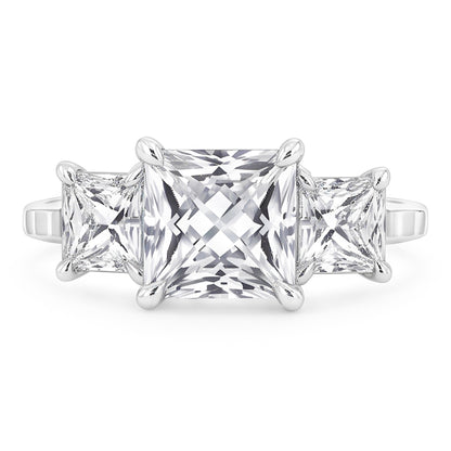 Eagle Claw Prongs French Cut Natural Real Diamond ( Not Lab Grown ) Three Stone Ring 4 Carats