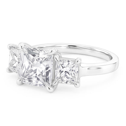 Eagle Claw Prongs French Cut Natural Real Diamond ( Not Lab Grown ) Three Stone Ring 4 Carats