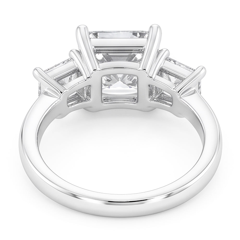 Eagle Claw Prongs French Cut Natural Real Diamond ( Not Lab Grown ) Three Stone Ring 4 Carats
