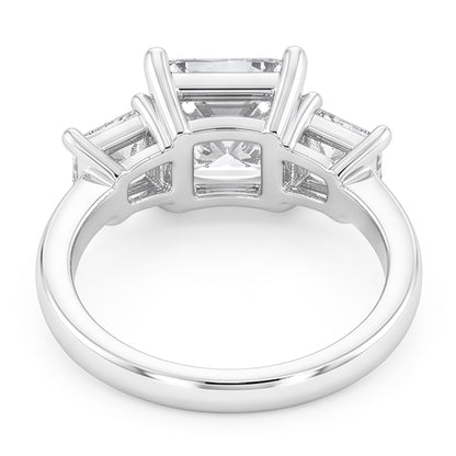 Eagle Claw Prongs French Cut Natural Real Diamond ( Not Lab Grown ) Three Stone Ring 4 Carats