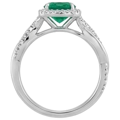 Eagle Claw Prongs Green Emerald GIA Solitaire With Accents Natural Earth Mined Diamond Ring