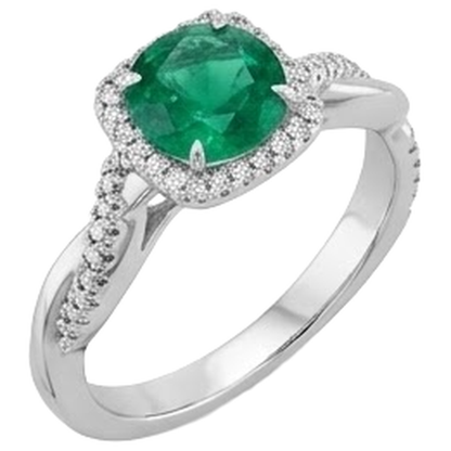 Eagle Claw Prongs Green Emerald GIA Solitaire With Accents Natural Earth Mined Diamond Ring