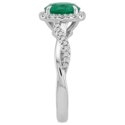 Eagle Claw Prongs Green Emerald GIA Solitaire With Accents Natural Earth Mined Diamond Ring