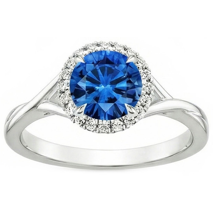 Eagle Claws Blue Sapphire And Natural Earth Mined Diamond Ring 2.40 Carats White Gold 14K