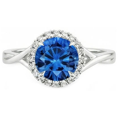 Eagle Claws Blue Sapphire And Natural Earth Mined Diamond Ring 2.40 Carats White Gold 14K