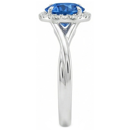Eagle Claws Blue Sapphire And Natural Earth Mined Diamond Ring 2.40 Carats White Gold 14K