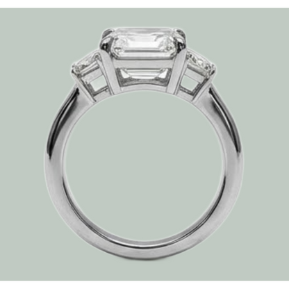Eagle Claw Prongs Asscher & Trapezoid Real Natural Earth Mined Diamond 3 Stone Ring New