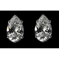 Earrings Pear Cut Diamond G VS1 Stud Post 2.50 Ct. Gold