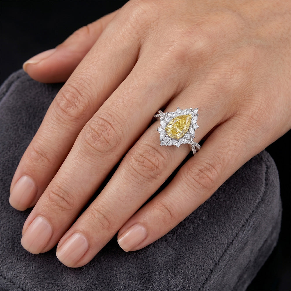 Earth-Mined Canary Yellow Diamond Statement Ring – 14 Karat Two Tone