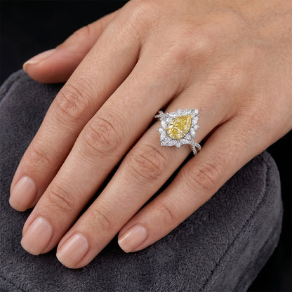 Earth-Mined Canary Yellow Diamond Statement Ring – 14 Karat Two Tone