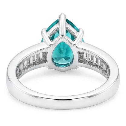Earth-Mined Pear Shape Paraiba Tourmaline Precious Stone Ring