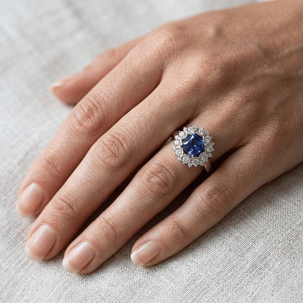 Edwardian Sapphire And Natural Earth Mined Diamond Ring For Women