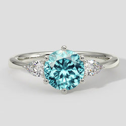 Natural Real ( Not Lab Grown )  Electric Bluish Paraiba Tourmaline & Diamond Ring