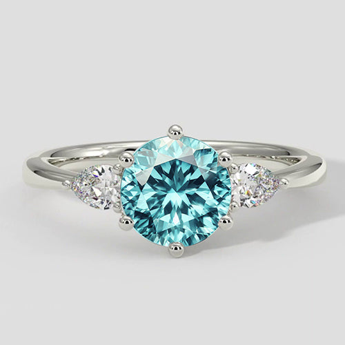 Natural Real ( Not Lab Grown )  Electric Bluish Paraiba Tourmaline & Diamond Ring