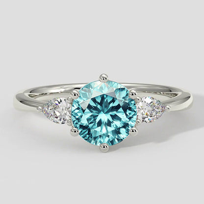 Natural Real ( Not Lab Grown )  Electric Bluish Paraiba Tourmaline & Diamond Ring