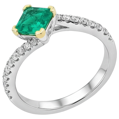 Natural Real ( Not Lab Grown ) Elegant Diamond Gemstone Ring Green Emerald GIA Stone