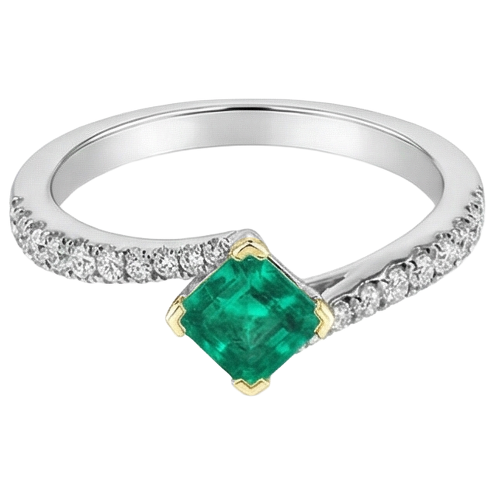 Natural Real ( Not Lab Grown ) Elegant Diamond Gemstone Ring Green Emerald GIA Stone