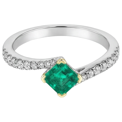 Natural Real ( Not Lab Grown ) Elegant Diamond Gemstone Ring Green Emerald GIA Stone