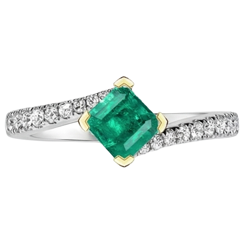 Natural Real ( Not Lab Grown ) Elegant Diamond Gemstone Ring Green Emerald GIA Stone
