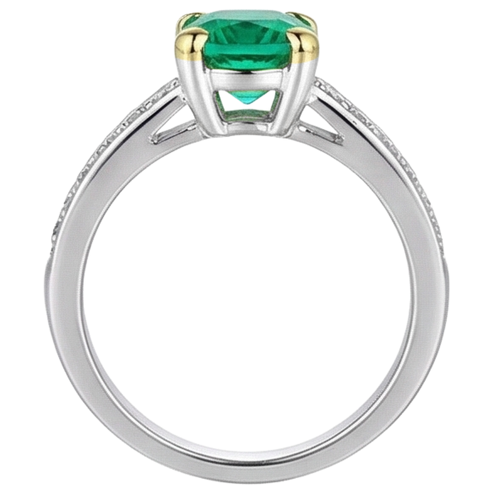 Natural Real ( Not Lab Grown ) Elegant Gemstone Wedding Ring Green Emerald GIA AAA