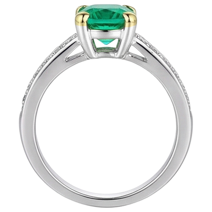 Natural Real ( Not Lab Grown ) Elegant Gemstone Wedding Ring Green Emerald GIA AAA