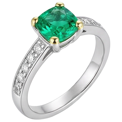 Natural Real ( Not Lab Grown ) Elegant Gemstone Wedding Ring Green Emerald GIA AAA