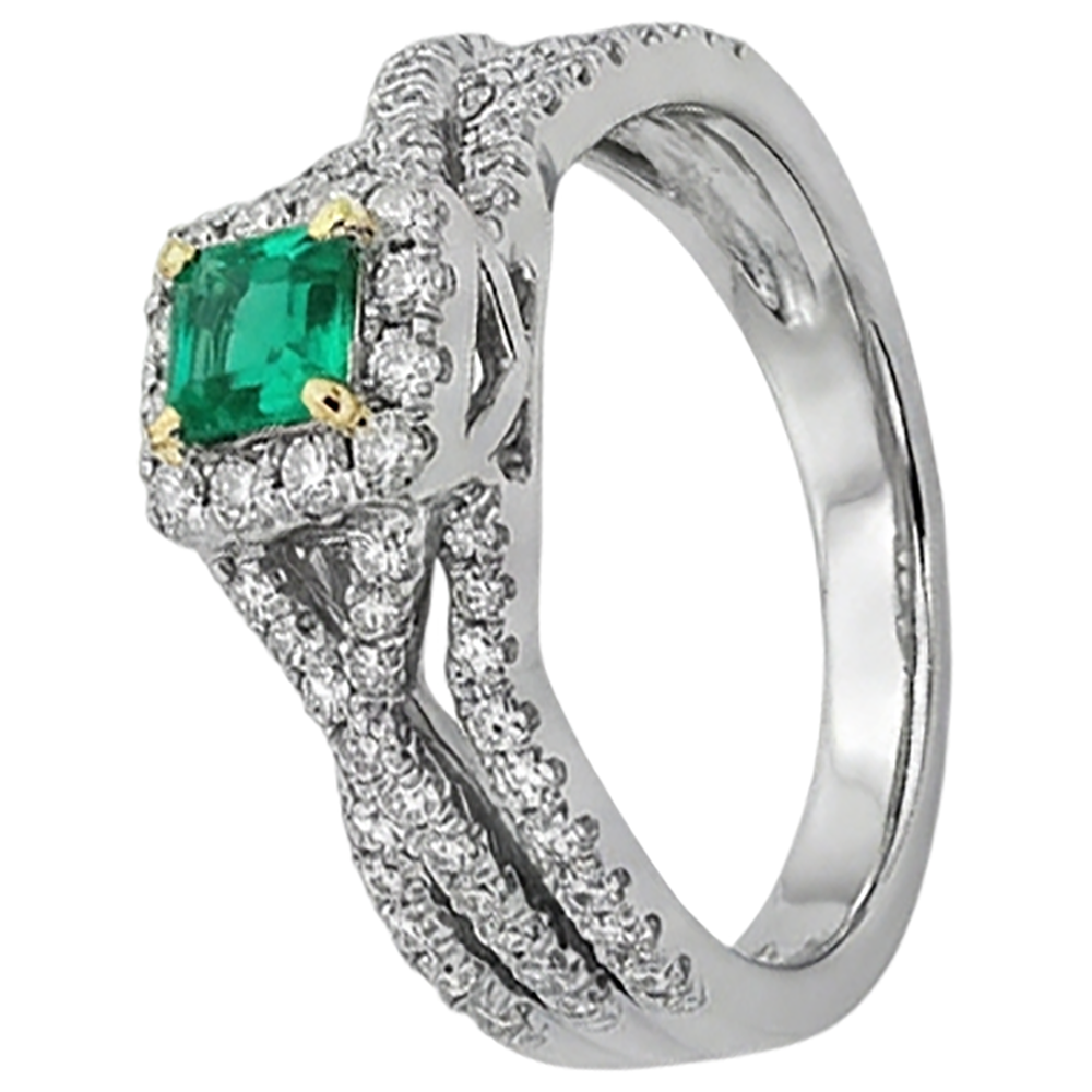natural emerald emerald 2ct band profile view