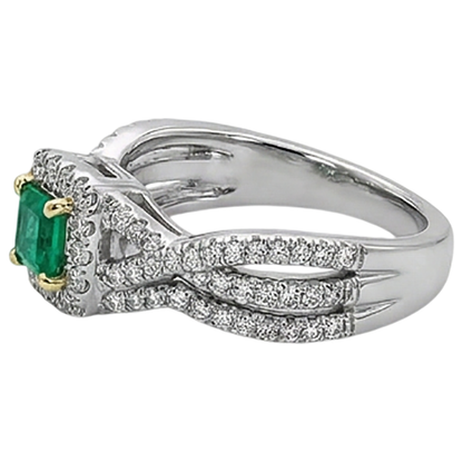 natural emerald emerald 2ct band on white background