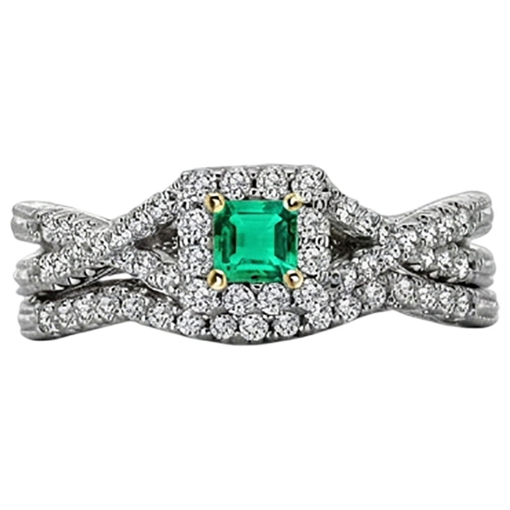 natural emerald emerald 2ct band top view
