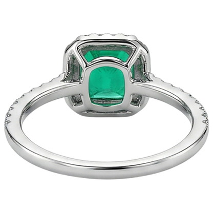 Natural Real ( Not Lab Grown ) Elegant Green Emerald GIA Wedding Ring Two Tone Gold V-Prong Set