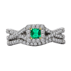 Natural Emerald Eternity Band 2ct - Two Tone 14K Gold