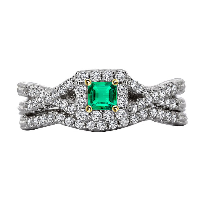 natural emerald emerald 2ct band front view