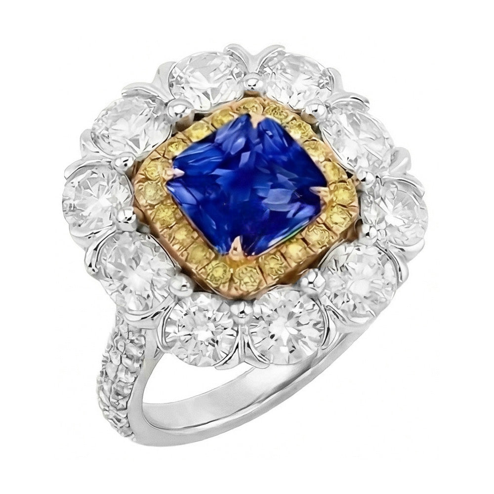Elegant Sapphire Cocktail Natural Earth Mined Diamond Ring