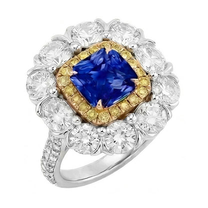 Elegant Sapphire Cocktail Natural Earth Mined Diamond Ring