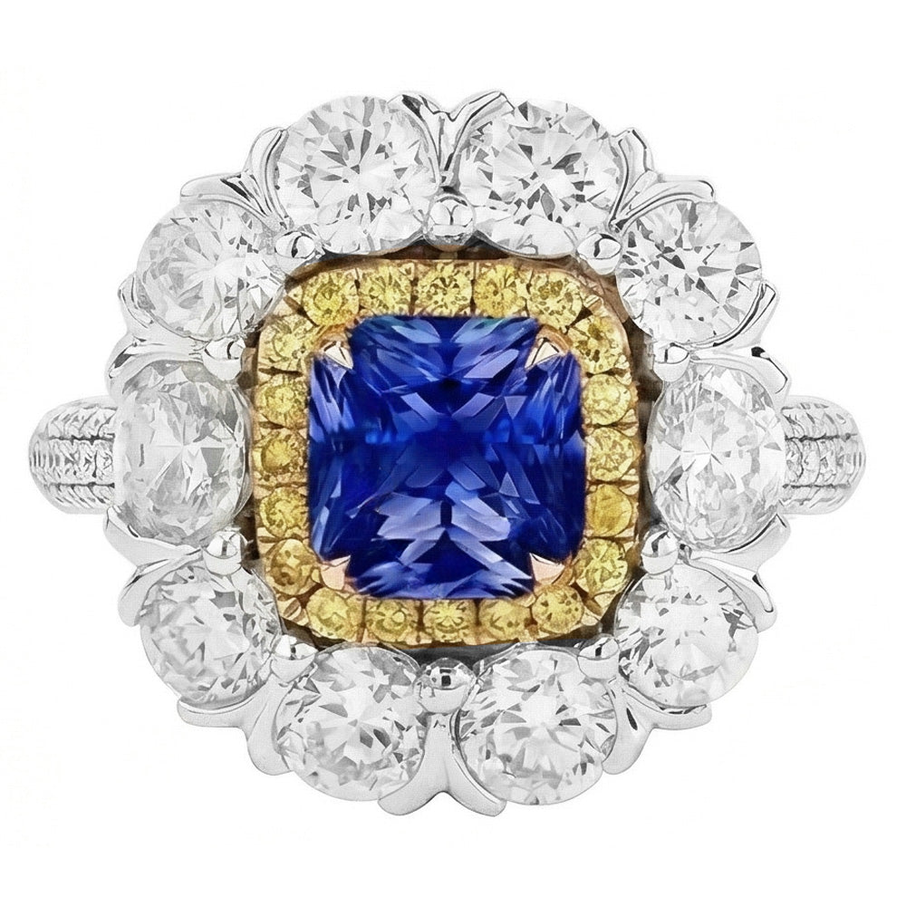 Elegant Sapphire Cocktail Natural Earth Mined Diamond Ring